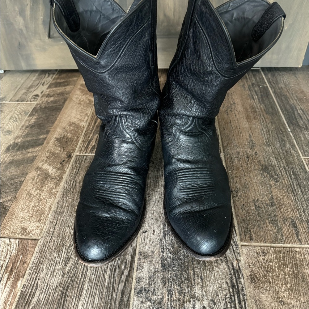 Tecovas The Jasper smooth ostrich in gunpowder size 12EE
